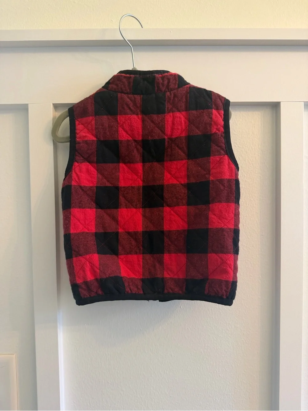 Red & black buffalo plaid vest Size 24m
